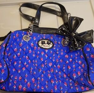Betsey Johnson Blue with rose pattern purse